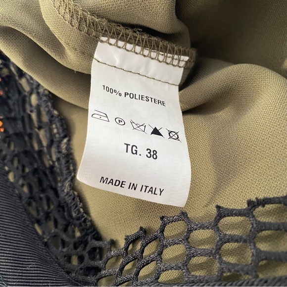 David Naman Italian Designer Green Mini Ruffle Dress with Mesh and Long Sleeves - Picture 9 of 13